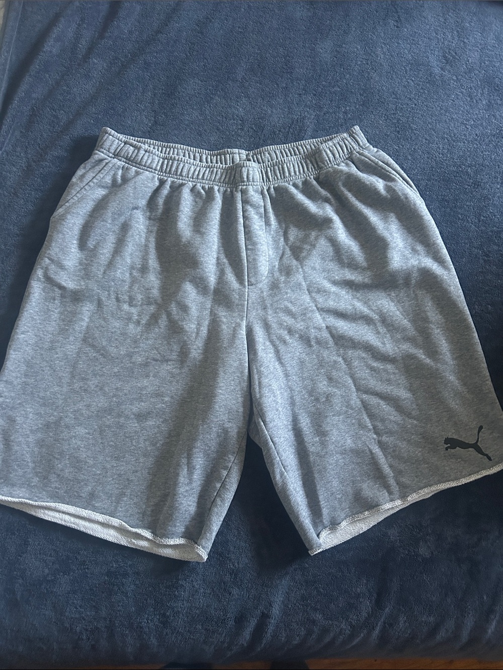 Puma Men’s Gray Athletic Shorts with Puma Cat Logo